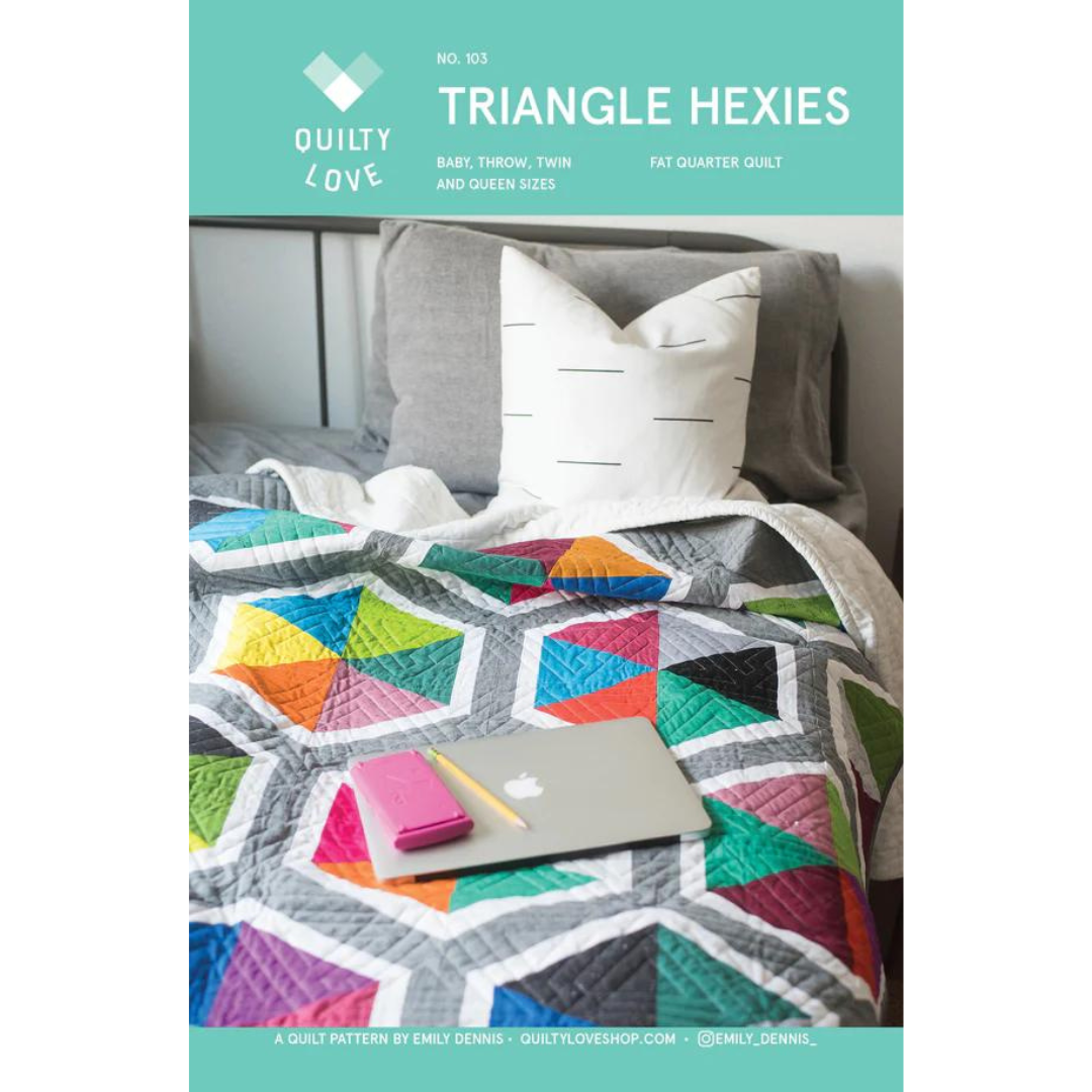 Triangle Hexies Fat Quarter Quilt Pattern by Quilty Love