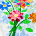 Colorful flower art on a textured white background