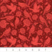 Red cardinal birds and floral patterns on a red background with a ruler at the bottom.