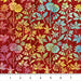 Colorful floral pattern on a red background with a ruler at the bottom.
