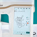 Embroidery machine with digital display showing 'Good Vibes Only' text design.