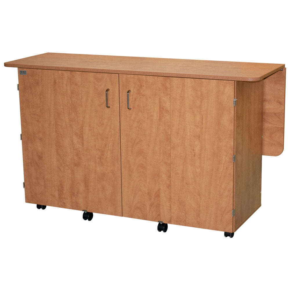 Wooden storage cabinet with two doors on a white background