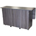 Gray wooden bar with metal countertop on a white background