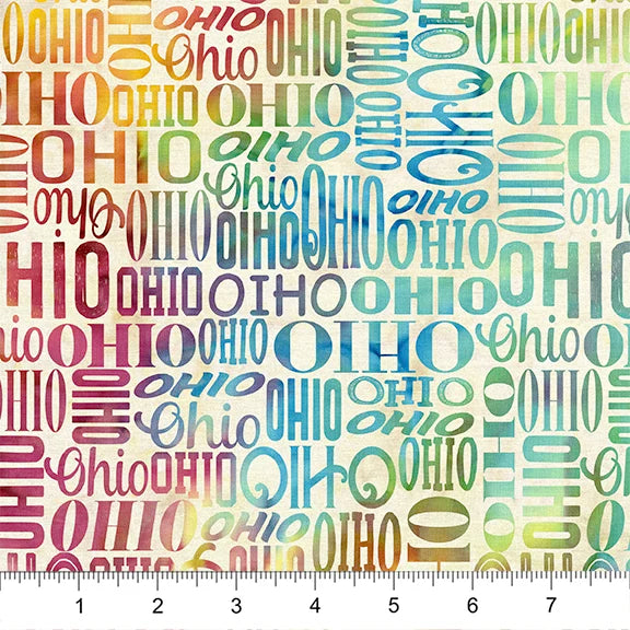 2026 All Ohio Shop Hop Fabric Preview - Ohio Words Multi | Quilt Beginnings