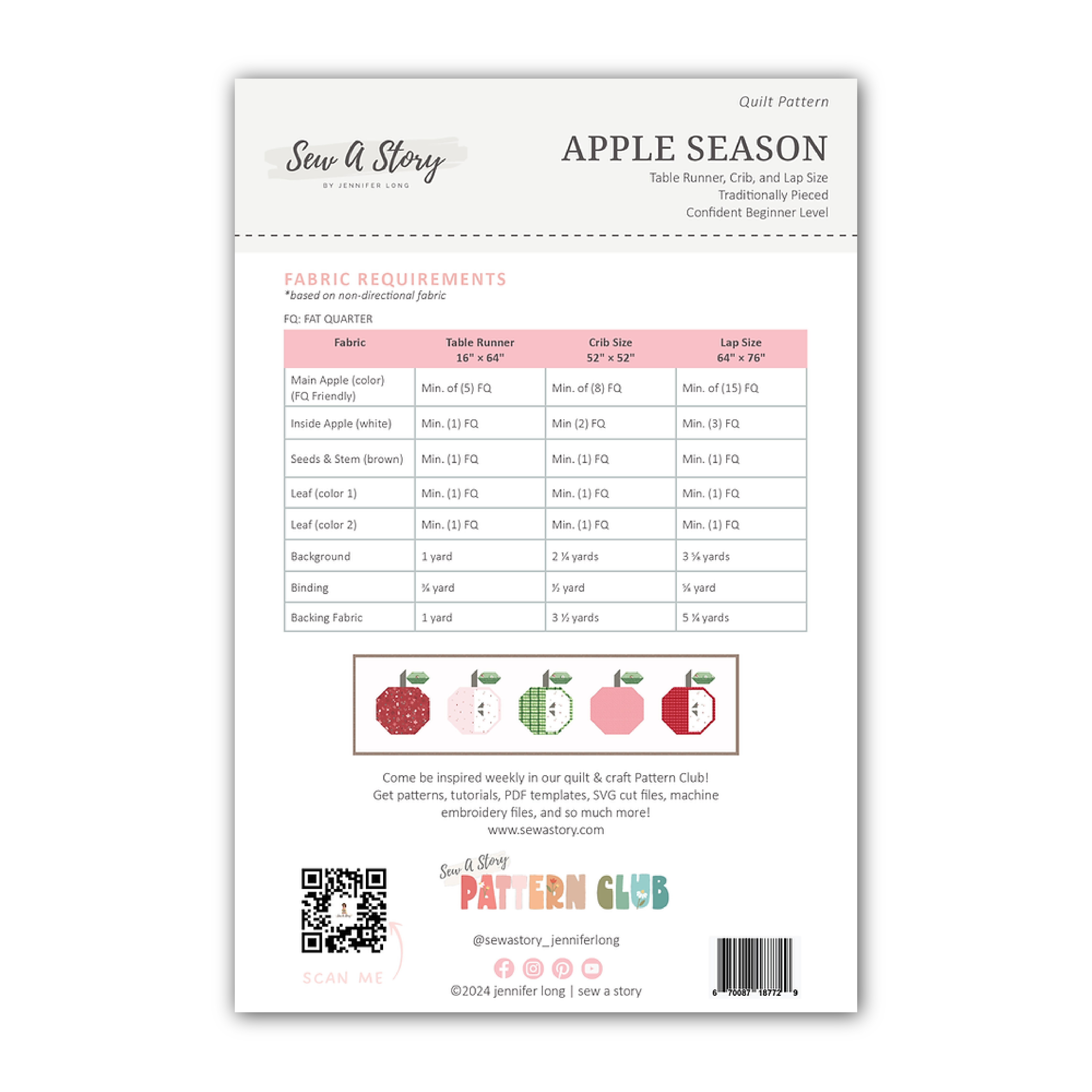 Apple Season Quilt Pattern by Sew A Story