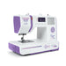 White and purple bernette sewing machine on a white background