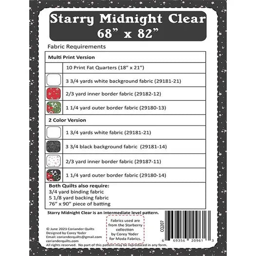 Starry Midnight Clear Quilt Pattern Coriander Quilts