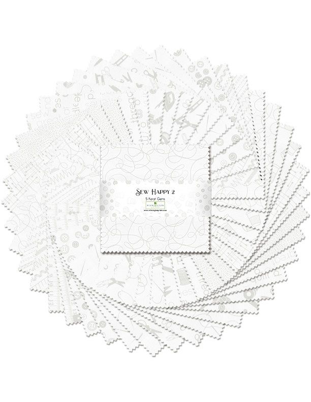 Sew Happy White on White - 5" square pack