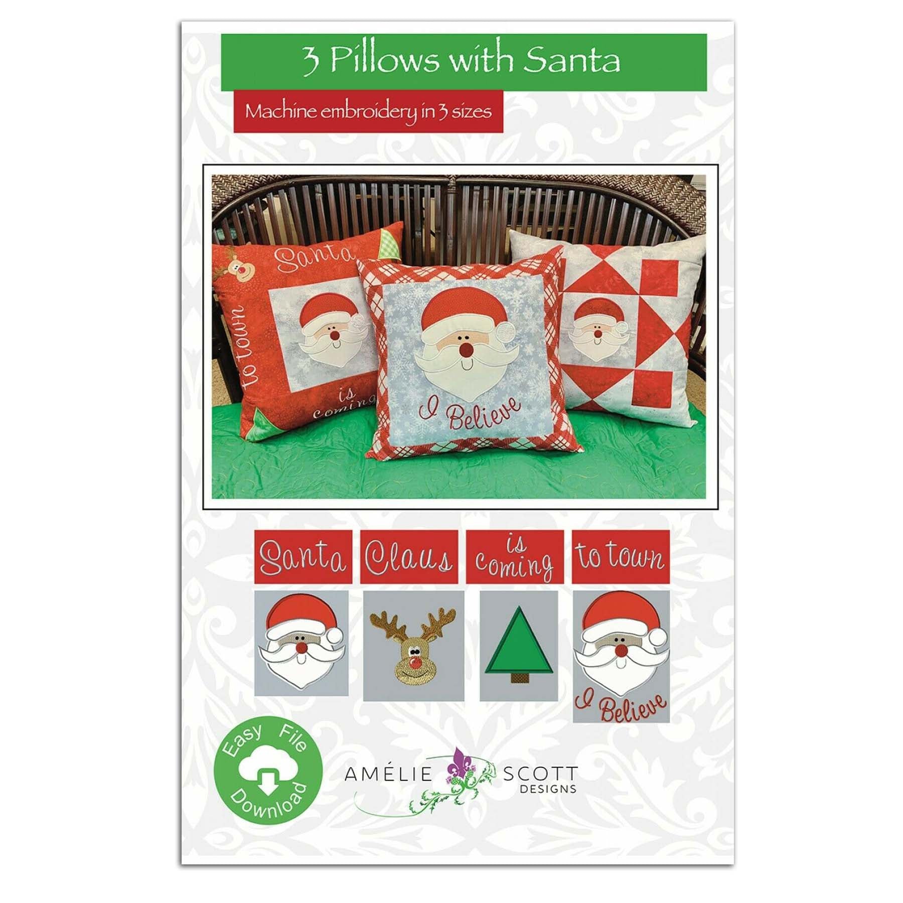 3 Pillows with Santa CD