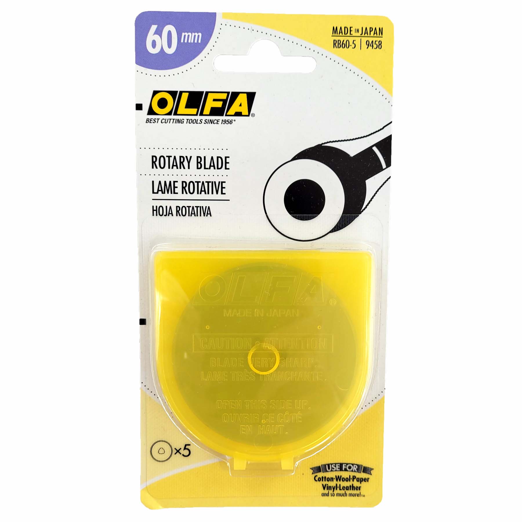 HEADLEY TOOLS 60mm Rotary Cutter Blades 10 Pack Fits Olfa, Fiskars,  Replacement Rotary Blade for Arts Crafts Quilting Scrapbooking Sewing,  Sharp and Durable 60mm 10pcs 