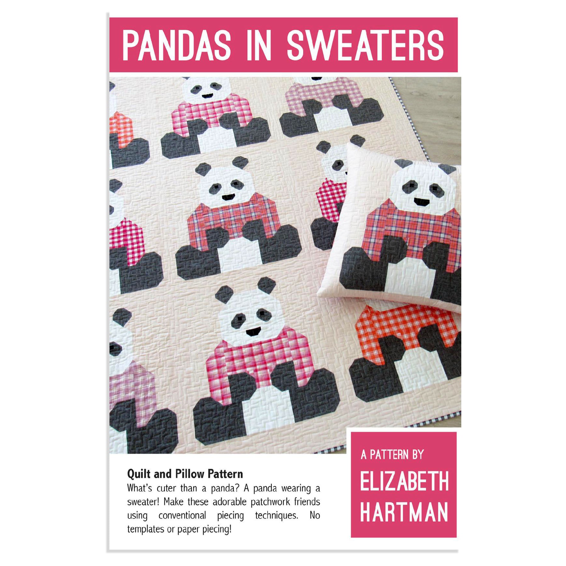Pandas in Sweaters Pattern by Elizabeth Hartman