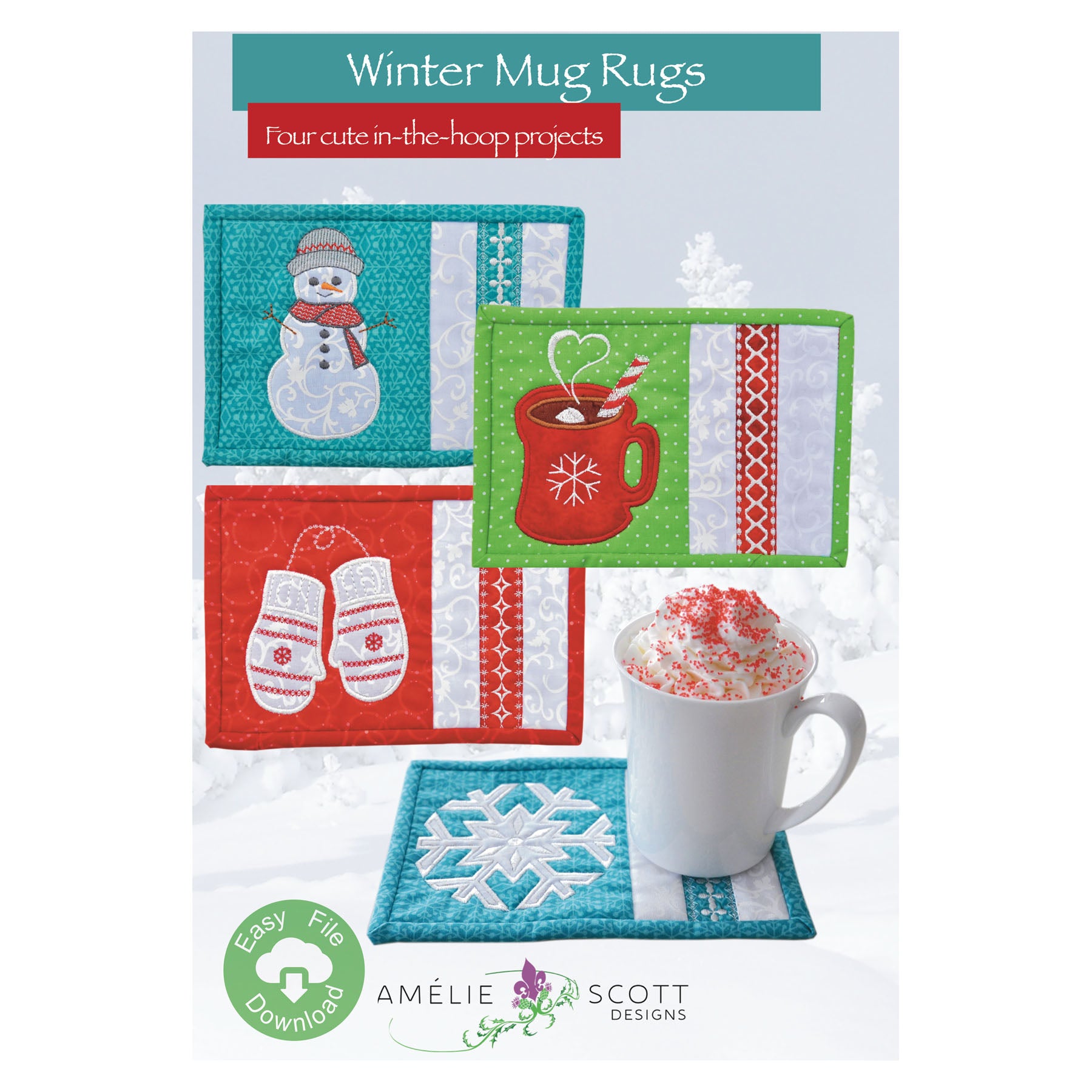 Winter Mug Rugs Embroidery CD